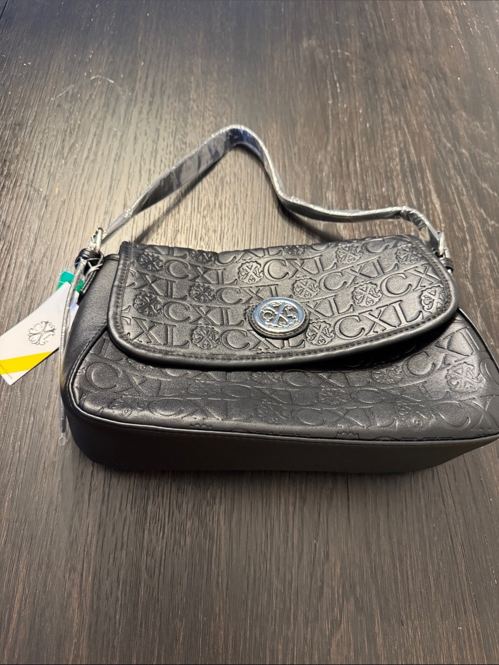 Christian Lacroix Black Embossed CXL Logo Shoulder Bag with Medallion - Picture 1 of 8